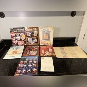 Lot of 9 Vintage Cross Stitch Pattern Leaflets Collection